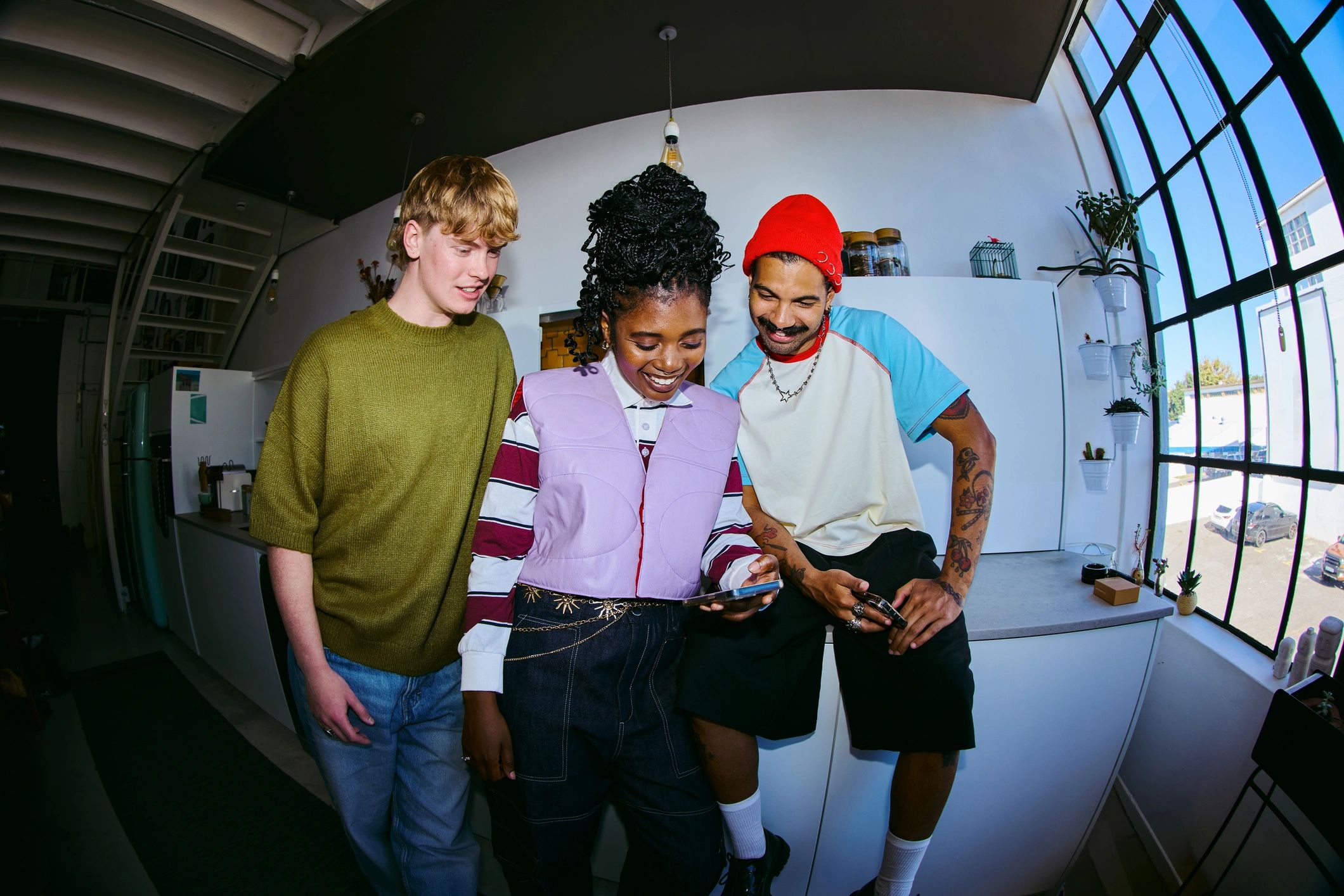 Young adults gathered together in a relaxed social setting