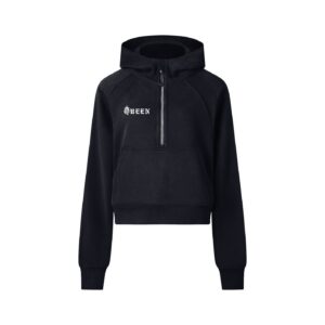Cropped Half-Zip "Queen" Hoodie