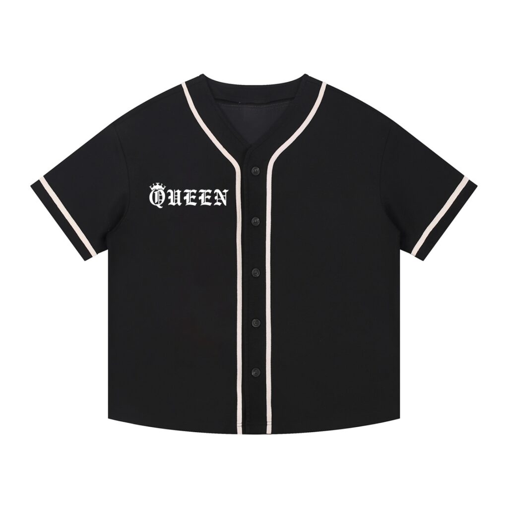 Contrast Piped Button-Up "Queen" Jersey