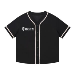 Contrast Piped Button-Up "Queen" Jersey